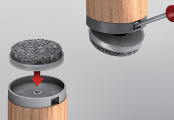 Kunststoffgleiter, rund, mit Stoppeffekt, zum Eindrücken, für Basiselement Ø 20–50 mm