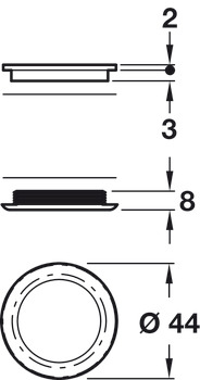 Möbelgriff, aus Messing, für Glasdicke 4–5 mm