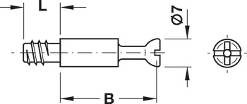 Verbindungsbolzen, Häfele Minifix® S100, für Bohrloch-⌀ 5 mm, mit Spezialgewinde