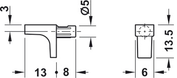 Bodenträger, zum Einstecken in Bohrloch-Ø 5 mm, Zinkdruckguss mit Kunststoffauflage