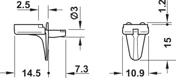 Bodenträger, zum Einstecken in Bohrloch-Ø 3 mm, Zinkdruckguss mit Kunststoffauflage