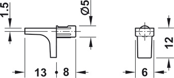 Bodenträger, zum Einstecken in Bohrloch-Ø 5 mm, Zinkdruckguss