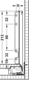 Schubladen-Garnitur, Legrabox pure, Zargenhöhe 240 mm, Systemhöhe F, mit Korpusschiene Blumotion S