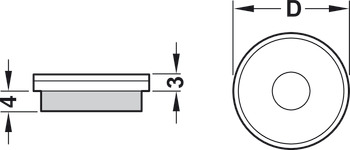 Filzgleiter, rund, zum Eindrücken für Basiselement Ø 20 bis 50 mm