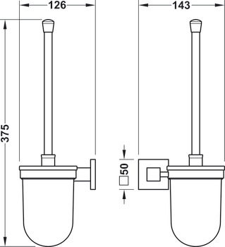 WC-Bürstengarnitur mit Halter, mit Glas satiniert