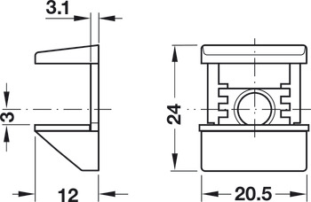 Bodenträger, zum Schrauben in Bohrloch-Ø 3 mm oder 5 mm, Zinkdruckguss mit Kunststoffauflage