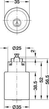 Drehknopf, Aufbaulösung 30 mm, kundenspezifische Schließanlage HS/GHS