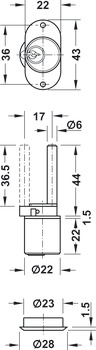 Zentral-Drehverschluss, mit Stiftzylinder, Hub 17 mm, Normalprofil kundenspezifisch