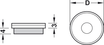 Lederfasergemisch-Gleiter, rund, zum Eindrücken für Basiselement Ø 20 bis 50 mm