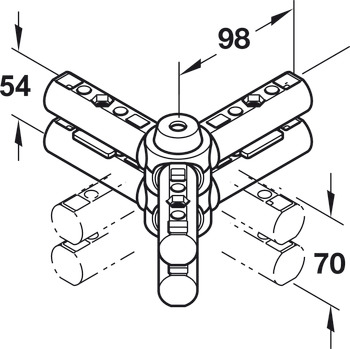 Y-Gelenkknoten, 90°, mit beweglichem Arm, für Idea Tischgestellsysteme