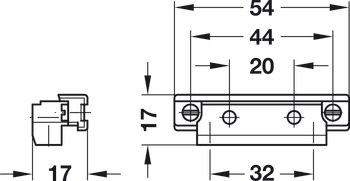 Adapter, für Aluminium-Glasrahmenprofile 23/26/38 x 14 mm