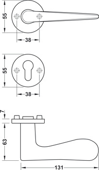 Türdrücker-Garnitur, FSB ASL® Modell 11 1144/12 1144 Aluminium