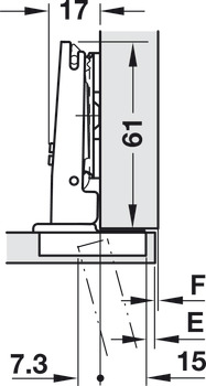 Topfscharnier, Häfele Metalla 510 A/SM 105°, für dünne Holztüren ab 10 mm, Eckanschlag