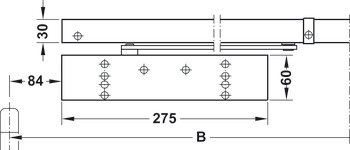 Obentürschließer, Dormakaba TS 93 B GSR-EMF 1, im Contur Design, mit Gleitschienen und elektromechanischer Feststellung, für 2-flügelige Türen, EN 2–5