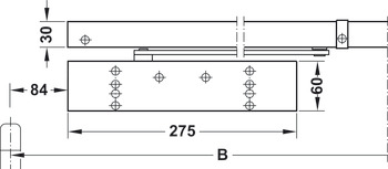 Obentürschließer, Dormakaba TS 93 B GSR im Contur Design, mit Gleitschienen, für 2-flügelige Türen, EN 2–5