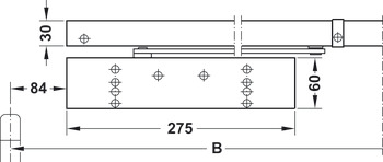 Obentürschließer, Dormakaba TS 93 B GSR im Contur Design, mit Gleitschienen, für 2-flügelige Türen, EN 5–7