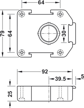 120er-Set Sockelverstellsystem, Häfele AXILO® 78, Rohr mit Einschraubgleiter je 40 x Höhe 60/100/150 mm und 120 x Befestigungsplatte rechteckig