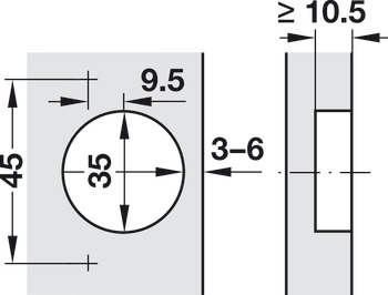 Topfscharnier, Blum Clip 100°, Mittel-/Zwillingsanschlag, für dünne Türen, mit Schließautomatik