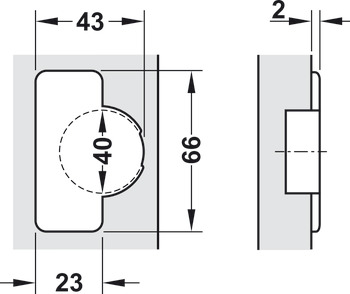 Topfscharnier, Häfele Metalla 510 94°, für Holztüren bis 40 mm, Innenanschlag