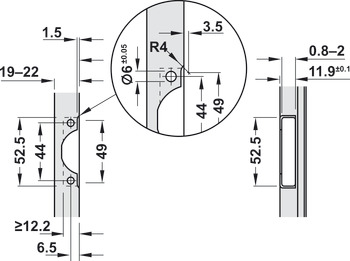 Topfscharnier, Clip Top Blumotion 95°, Mittel-/Zwillingsanschlag, für schmale Rahmen