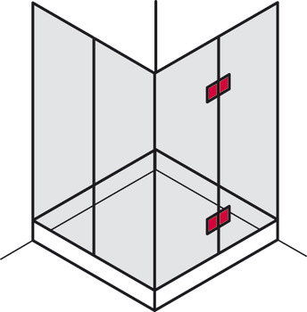 Glashalter, für Glas-Glas-Verbindung, 180° Glasfront