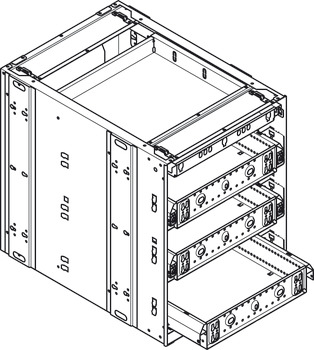 Stahlcontainer, Häfele Quick-Kit-800, Höheneinteilung 1-3-3-3