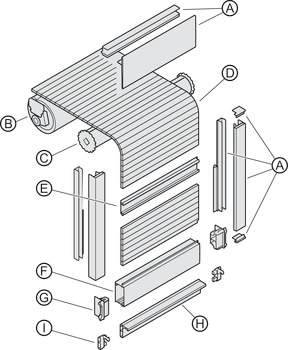 Gewichtsausgleichsbeschlag, mit Stütz- und Federwelle, für vorliegende Kunststoff-Rollläden
