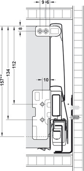 Frontauszug-Garnitur, Häfele Matrix Box P50, mit Seitenerhöhung, Zargenhöhe 92 mm, Tragkraft 50 kg