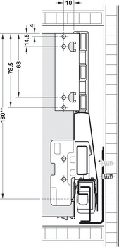 Frontauszug-Garnitur, Häfele Matrix Box P70, mit Panelhalter, Zargenhöhe 115 mm, Tragkraft 70 kg