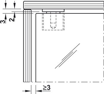 Glastür-Zapfenband, Öffnungswinkel max. 130°, innenliegend