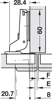 Topfscharnier, Häfele Metalla 510 A/SM 94°, für Holztüren bis 40 mm, Mittel-/Zwillingsanschlag