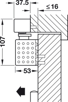 Obentürschließer, Dormakaba TS 93B GSR-EMF 1G, im Contur Design, mit Gleitschienen und elektromechanischer Feststellung, für 2-flügelige Türen, EN 2–5