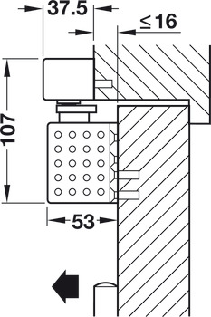 Obentürschließer, Dormakaba TS 93B GSR-EMR 1G, im Contur Design, mit Gleitschienen, elektromechanischer Feststellung und integrierter Rauchmeldezentrale, für 2-flügelige Türen, EN 2-5