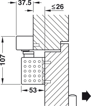 Obentürschließer, Dormakaba TS 93 GSR-EMF 2/BG im Contur Design, mit Gleitschienen und elektromechanischer Feststellung, für 2-flügelige Türen, EN 2–5