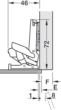 Topfscharnier, Häfele Metalla 510 A/SM 110°, Eckanschlag, für Glas-und Spiegeltüren