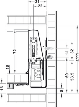Schubkasten-Garnitur, Häfele Matrix Box P35, Zargenhöhe 92 mm, Tragkraft 35 kg, mit Push-to-Open Soft-Close