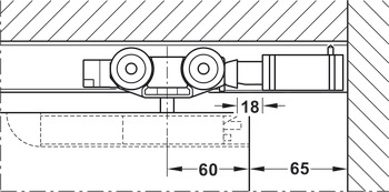 Schienensatz, für die Wandtaschenlösung, für Schiebetürbeschläge Häfele Slido D-Line11 50I / 80I / 120I, 50L / 80L / 120L, 50J / 80J / 120J