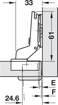 Topfscharnier, Häfele Duomatic 94°, für dicke Türen und Profiltüren bis 35 mm, Innenanschlag
