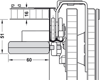 garniture amortissement pour retour automatique par traction, Smuso jusqu’à un poids de vantail de max. 35 kg