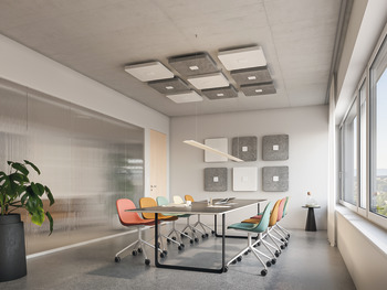 Absorbeurs de plafond et de mur, Rossoacoustic, Disc'n Dots, modèle Q 600