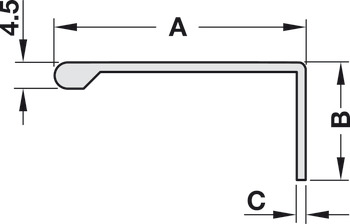 Profilé de poignée, en aluminium, forme L