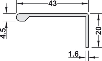 Profilé de poignée, en aluminium, forme L
