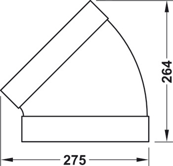 Coude, système de gaines plates 150 souple, 45°, horizontal