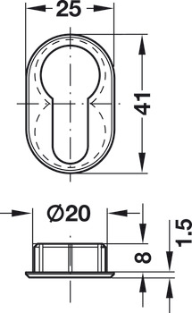 rosace de cylindre, pour demi-cylindre profil européen PZ 60, nickelée