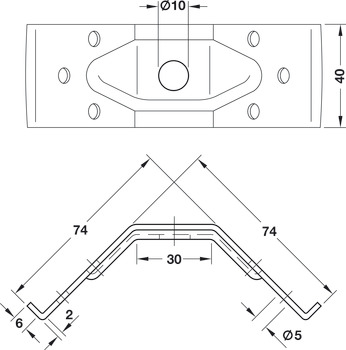 Ferrure de châssis-pied de table, hauteur 40 mm, ferrures pour tables