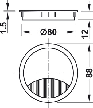 Passage de câble, rond, diamètre de perçage 60 ou 80 mm
