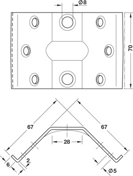 Ferrure de châssis-pied de table, hauteur 70 mm, ferrures pour tables