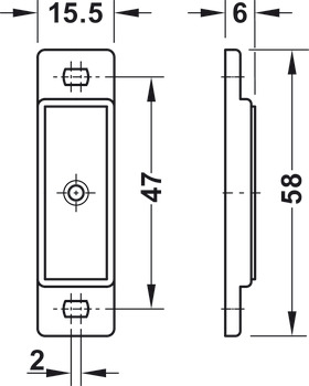 Loqueteau magnétique, force d'adhérence 4,0–5,0 kg, à visser, carrée