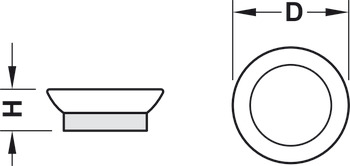patin pour meuble, rond, à appuyer/à enfoncer, Ø 20–25 mm