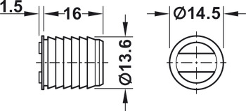 Loqueteau magnétique, force d'adhérence 2,5–3,5 kg, pour perçage 13,6 mm